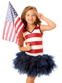 Sequin Stripe 4th Of July Tutu Dress