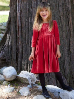 Victorian Velvet Red Dress For Girls