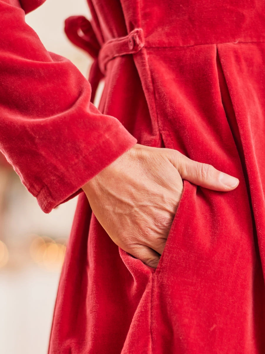 Victorian Velvet Red Dress For Women - Image 4