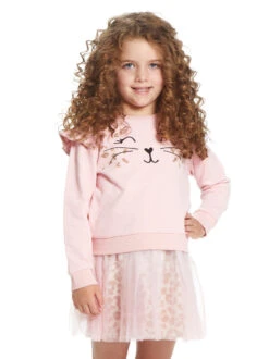 Pink Leopard Print 2-Piece Sweatshirt & Dress Set