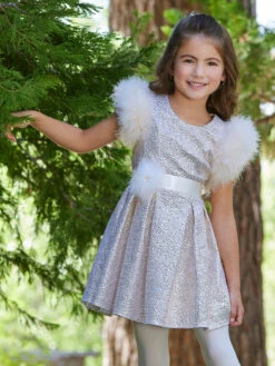 Gorgeous Gold Dress With Feather Sleeves