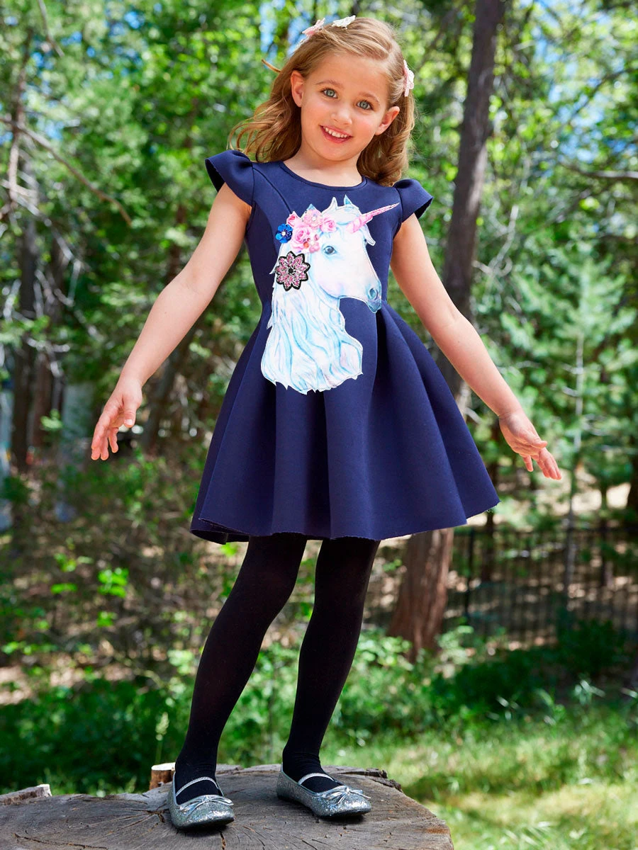 Unicorn Short Sleeve Dress For Girls