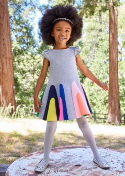 Grey Scuba Dress For Girls