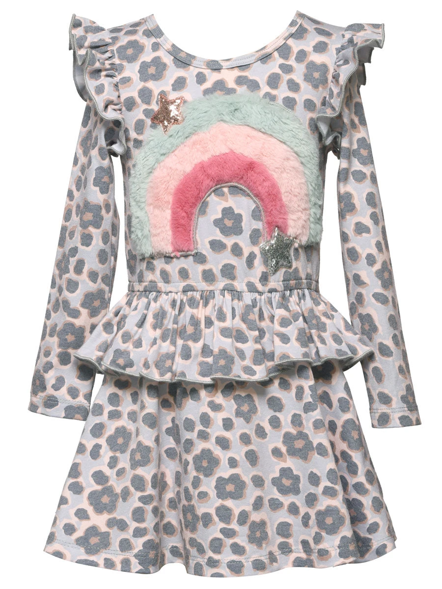 Leopard Print Rainbow Dress For Girls - Image 2