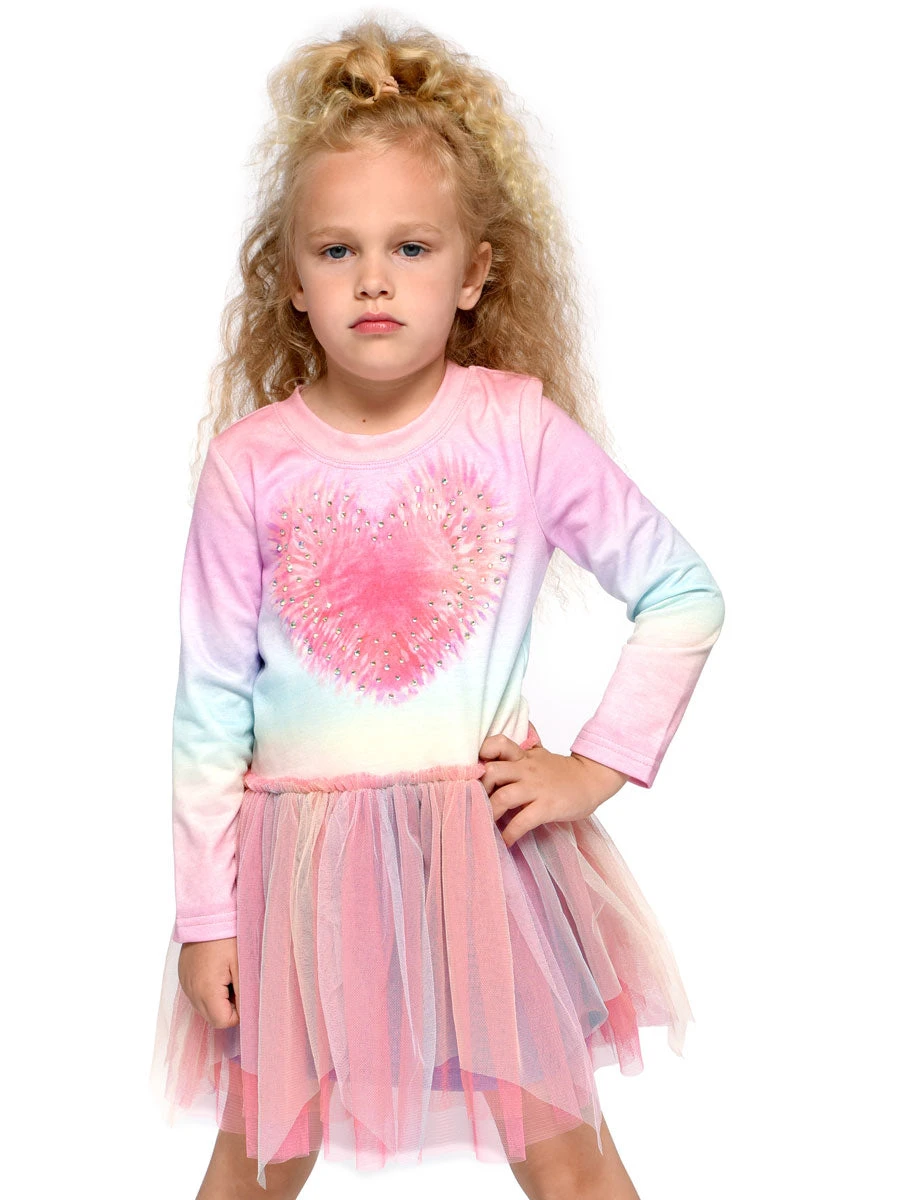 Tie-Dye Heart Tutu Dress For Girls
