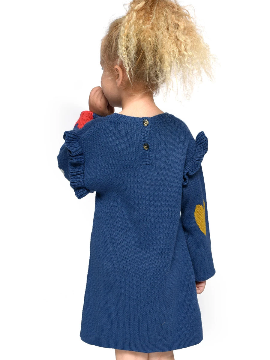 Heart Knit Sweater Dress For Girls - Image 2