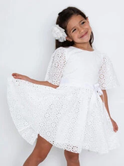 White Eyelet Dress For Girls