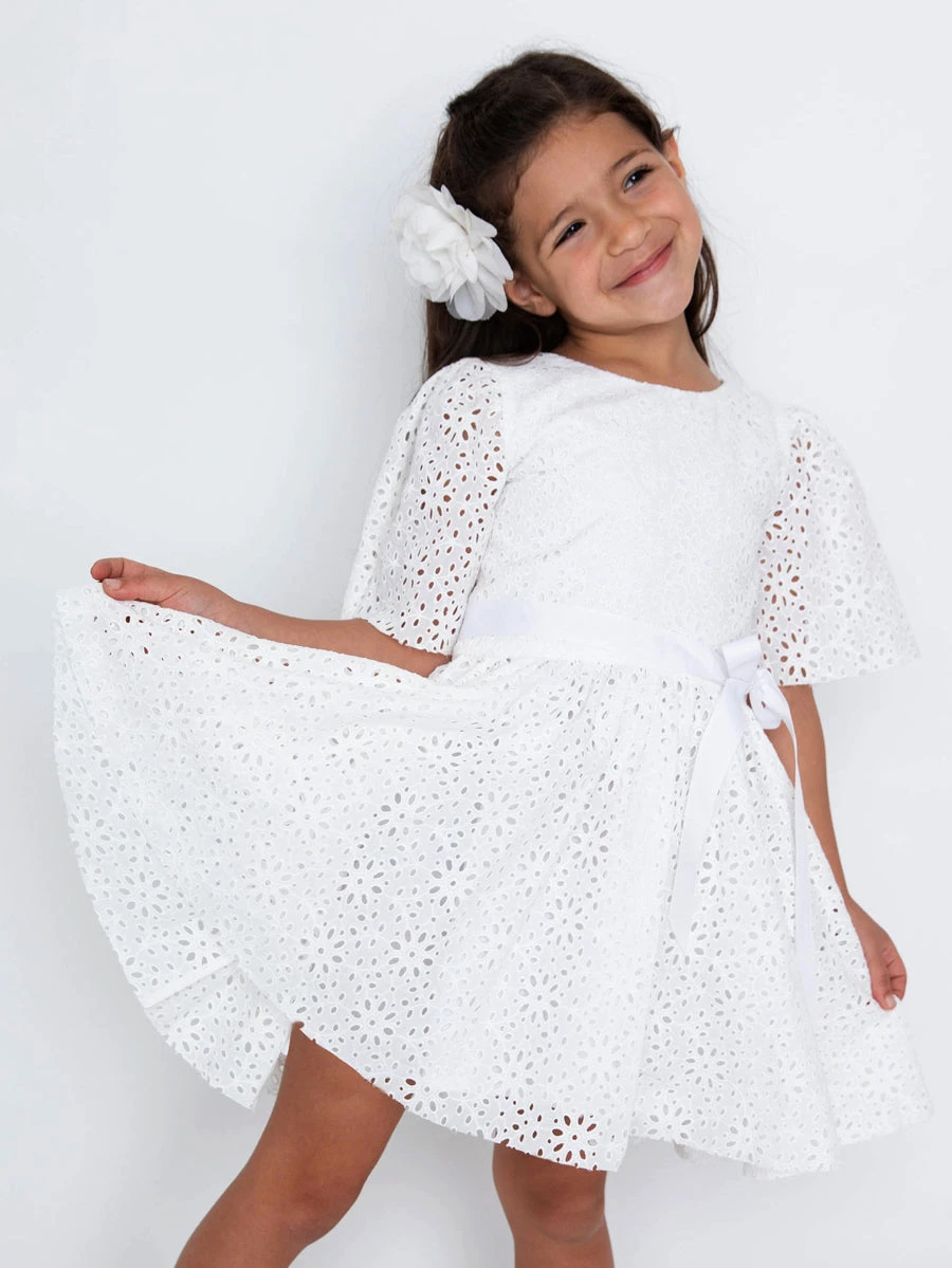 White Eyelet Dress For Girls