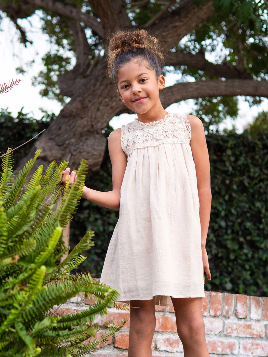 Ava Lace & Cotton Dress For Girls - Image 2