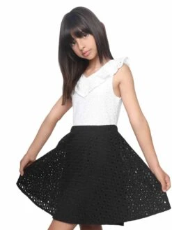 MIA Black And White Eyelet Dress