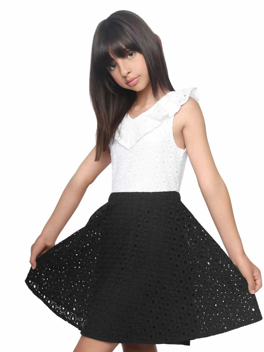 MIA Black And White Eyelet Dress