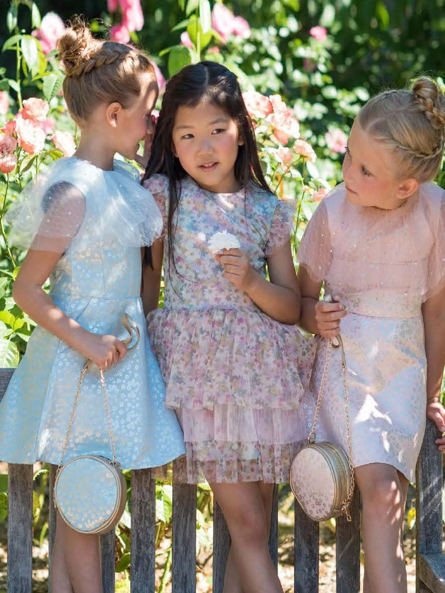 Susie Metallic Floral Pink Dress