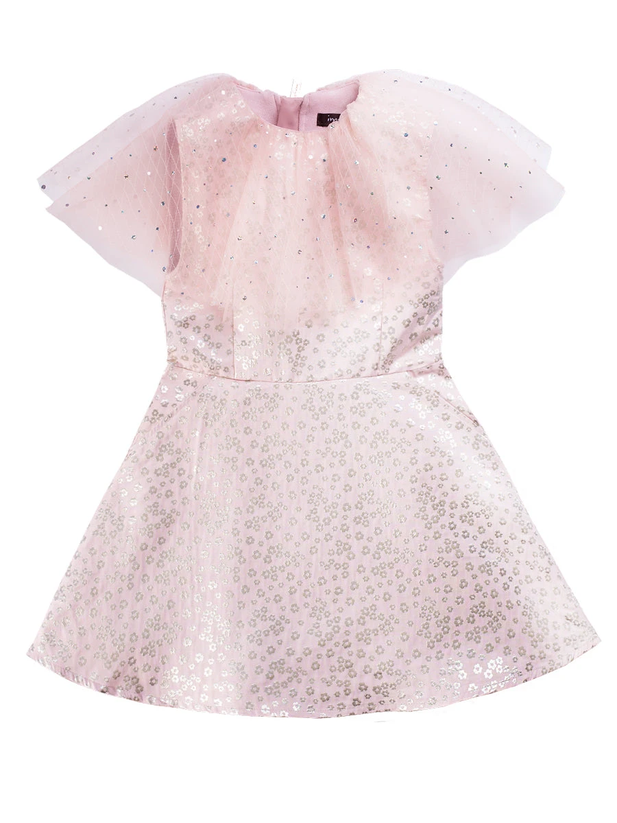 Susie Metallic Floral Pink Dress - Image 3