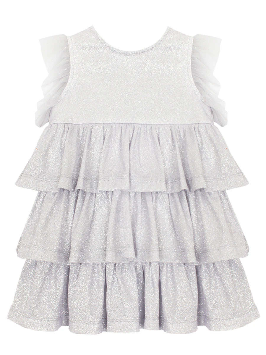 Pixie Dust Grey Sparkly Ruffle Dress - Image 2