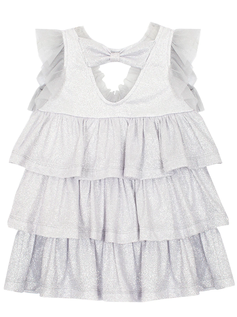 Pixie Dust Grey Sparkly Ruffle Dress - Image 3