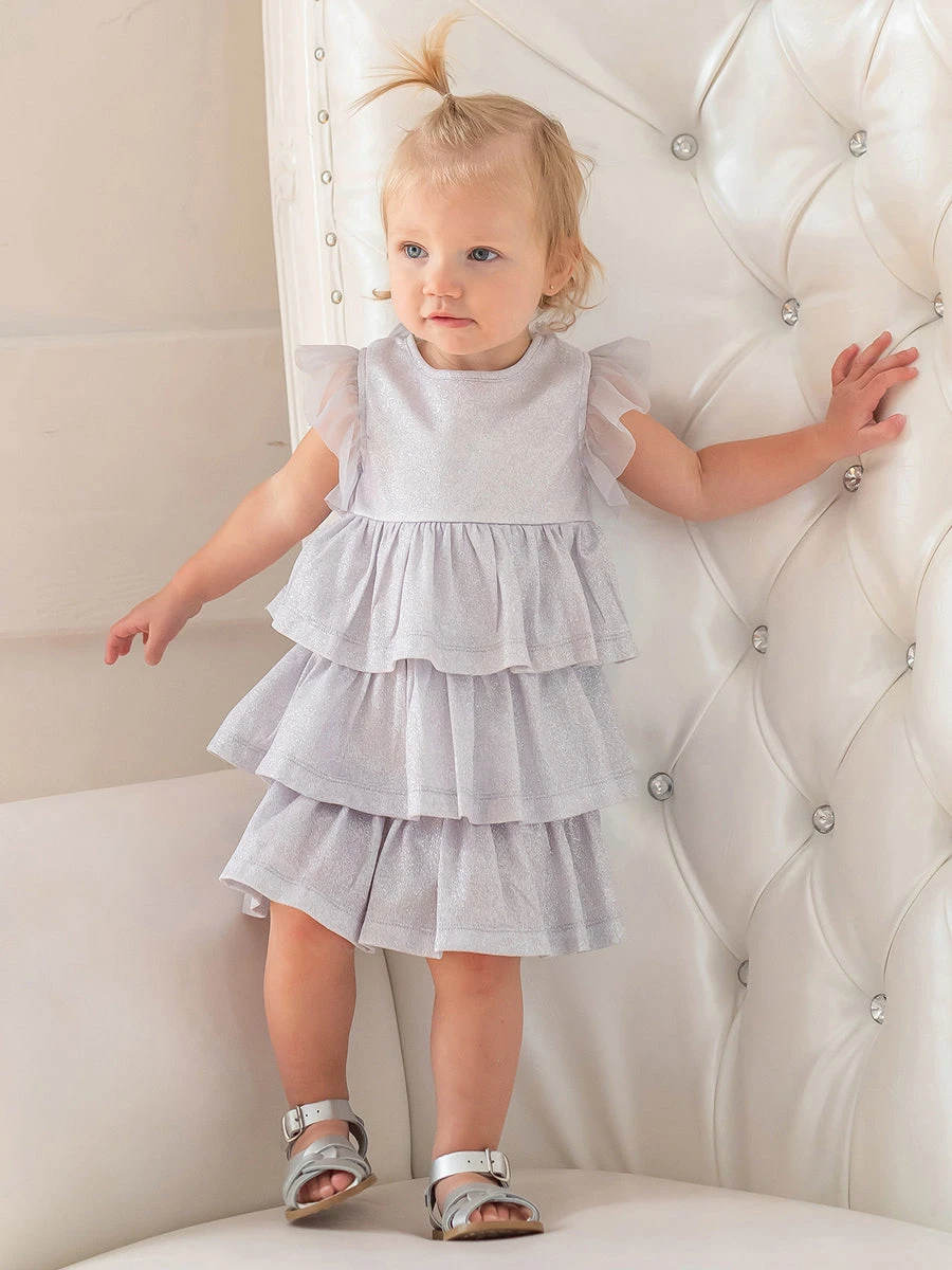 Pixie Dust Grey Sparkly Ruffle Dress