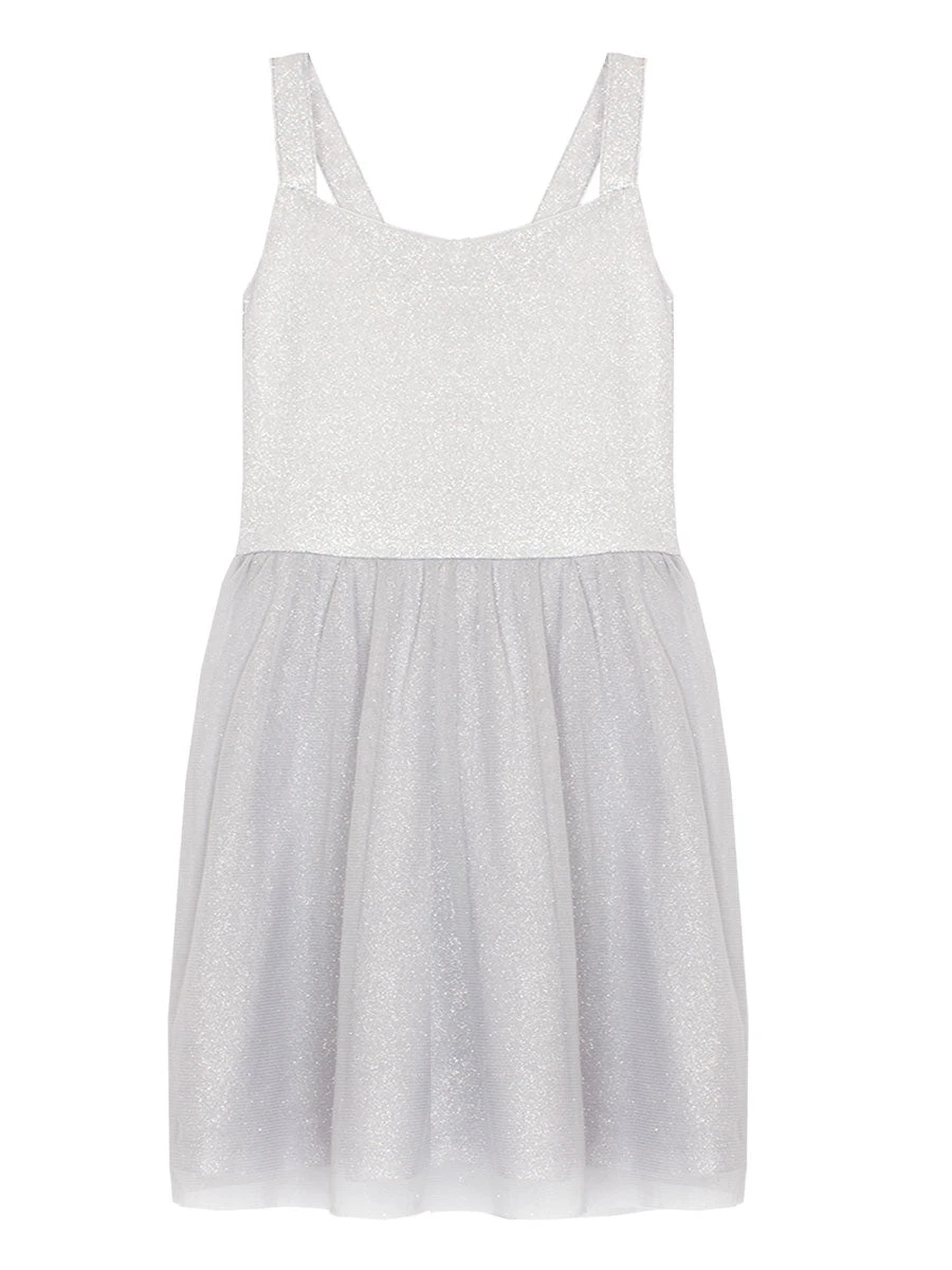 Pixie Dust Grey Sparkly Knit & Tulle Dress - Image 3