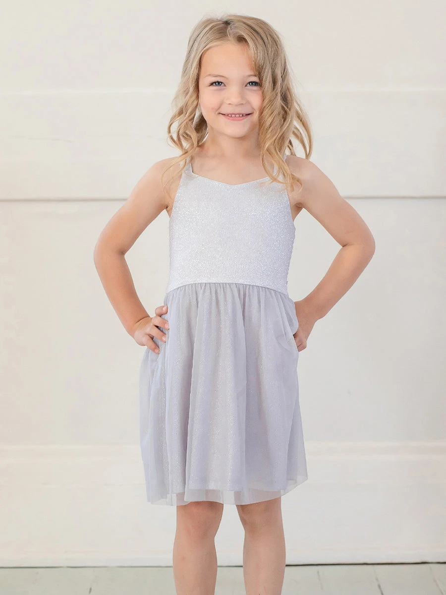 Pixie Dust Grey Sparkly Knit & Tulle Dress