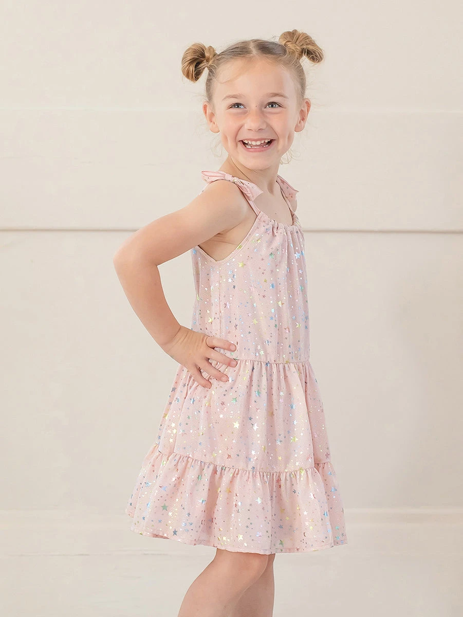 Summer Sparkle Pink Chiffon Dress - Image 2