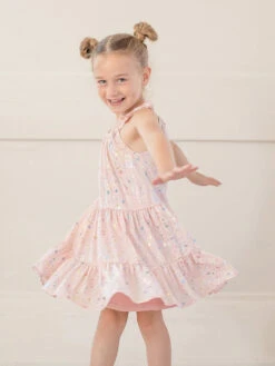 Summer Sparkle Pink Chiffon Dress