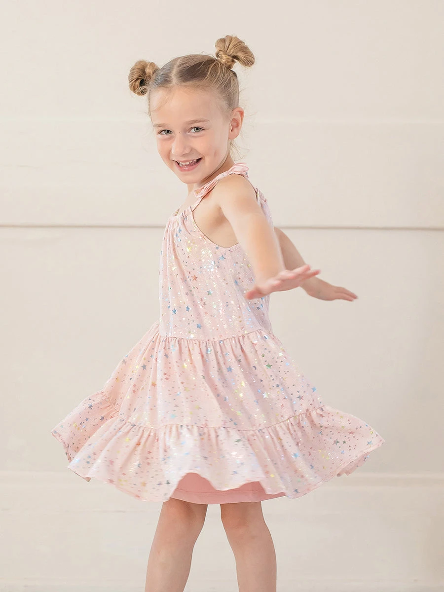 Summer Sparkle Pink Chiffon Dress