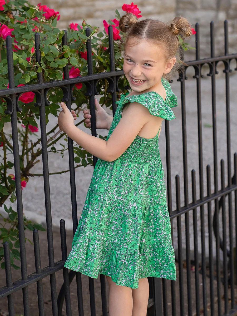 Vibrant Meadows Printed Cotton Smocked Dress - Image 2