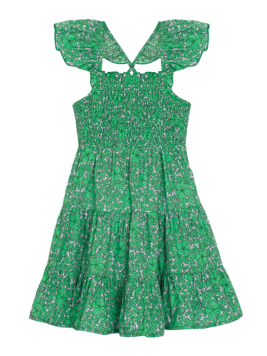 Vibrant Meadows Printed Cotton Smocked Dress - Image 3