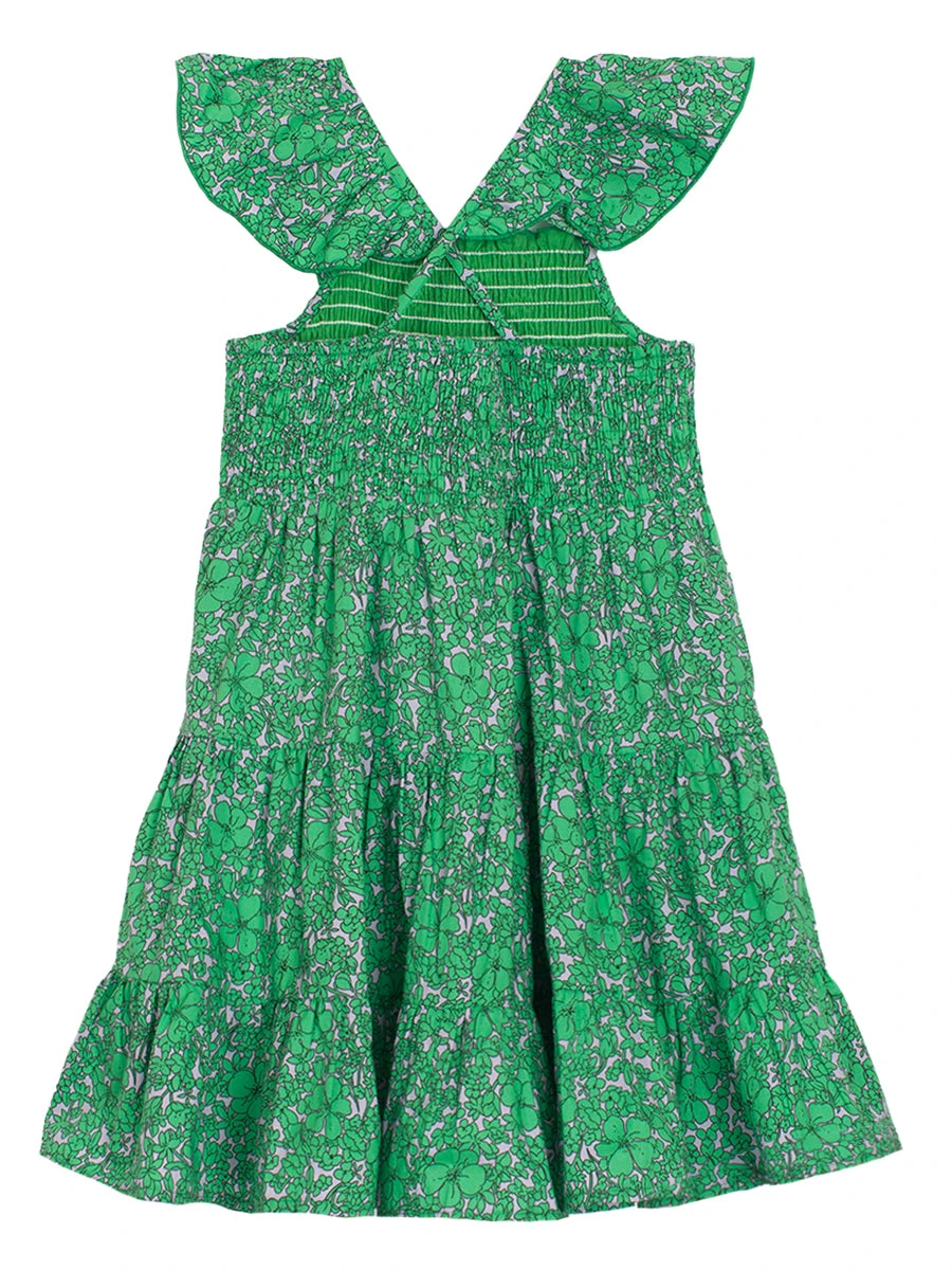 Vibrant Meadows Printed Cotton Smocked Dress - Image 4