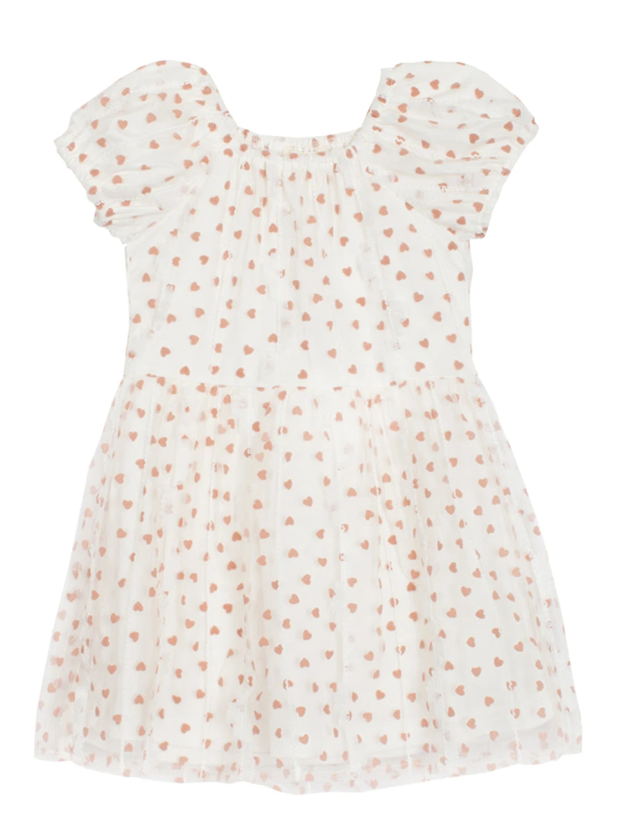 Aurora Ribbed Knit & Flocked Heart Tulle Dress - Image 3