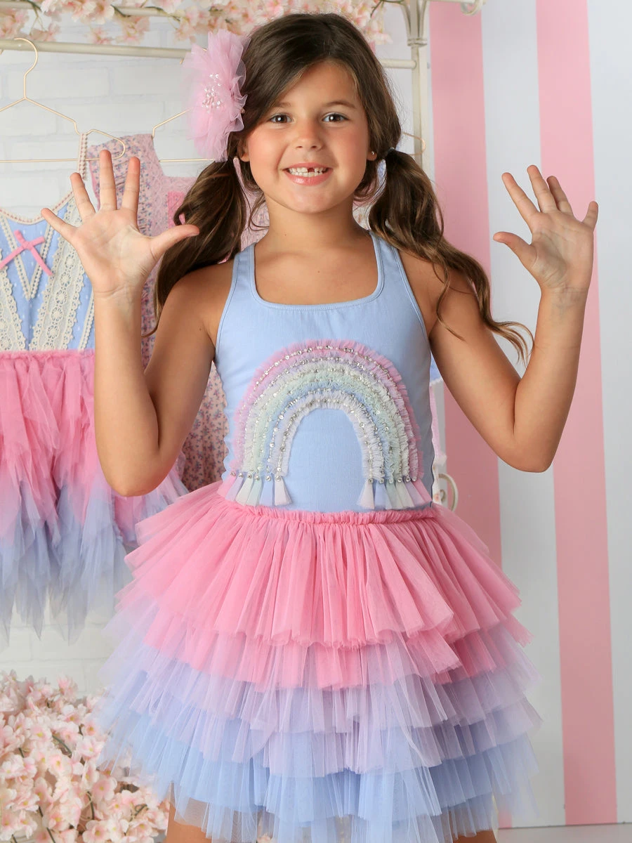 Rainbow Ombre Tulle Dress - Image 3
