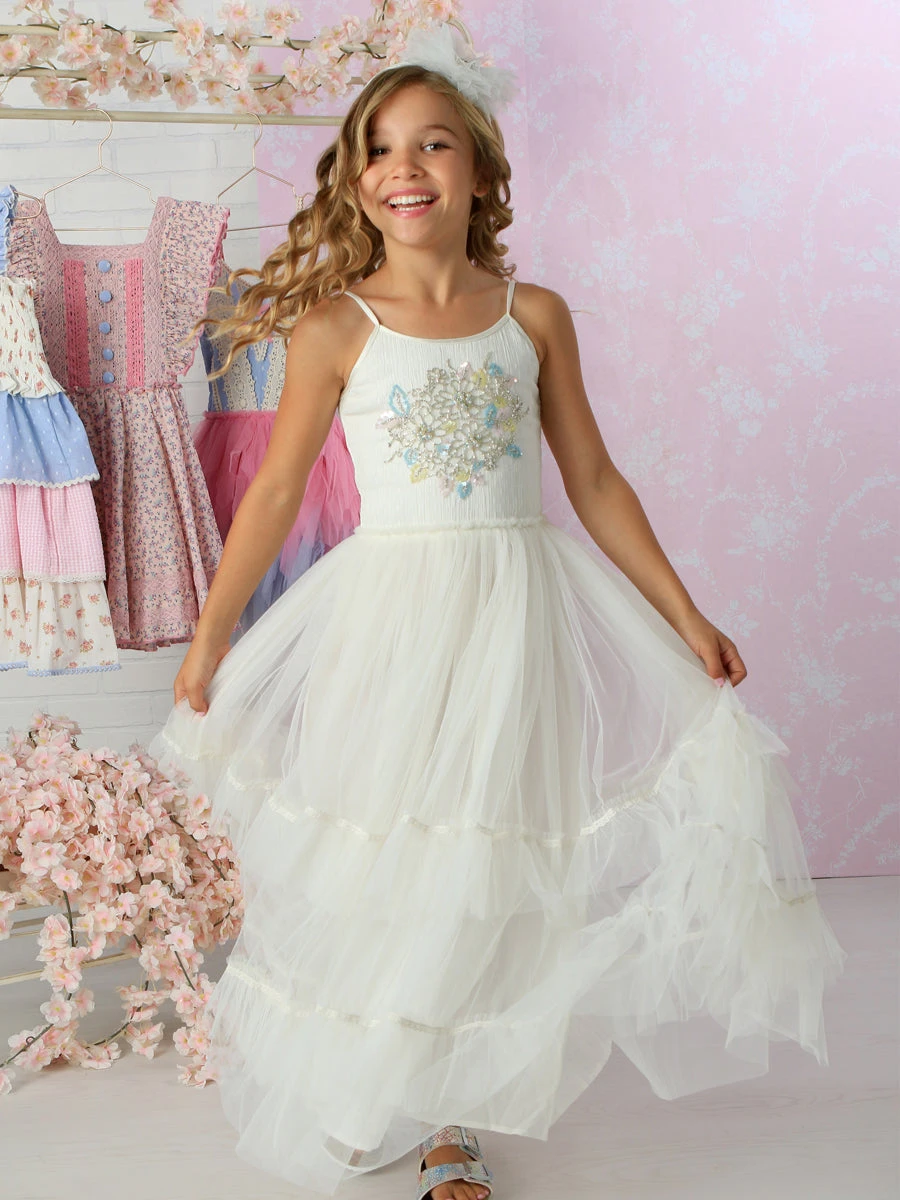 Gweneth White Maxi Dress For Girls