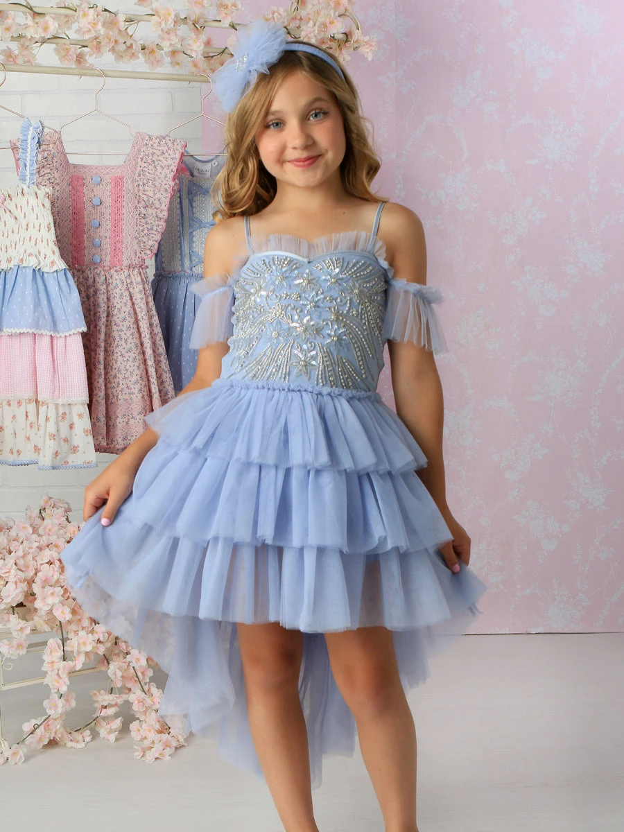 Chloe Sky Blue Beaded Tutu Dress - Image 3