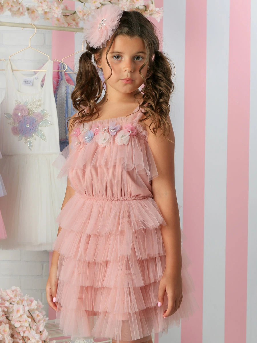 Kelly Pink Tulle Ruffle Dress