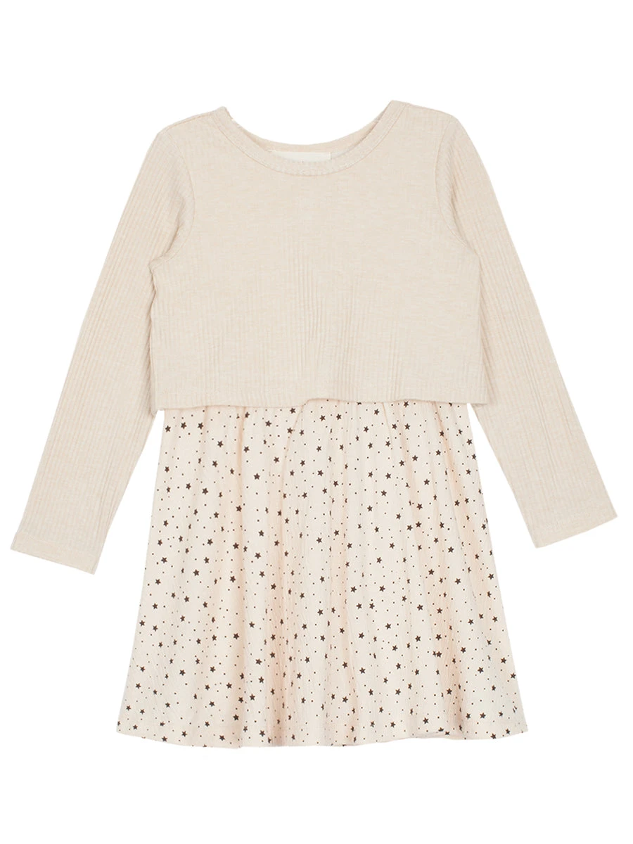 Starry Night Rib & Textured Cream Knit Dress - Image 5