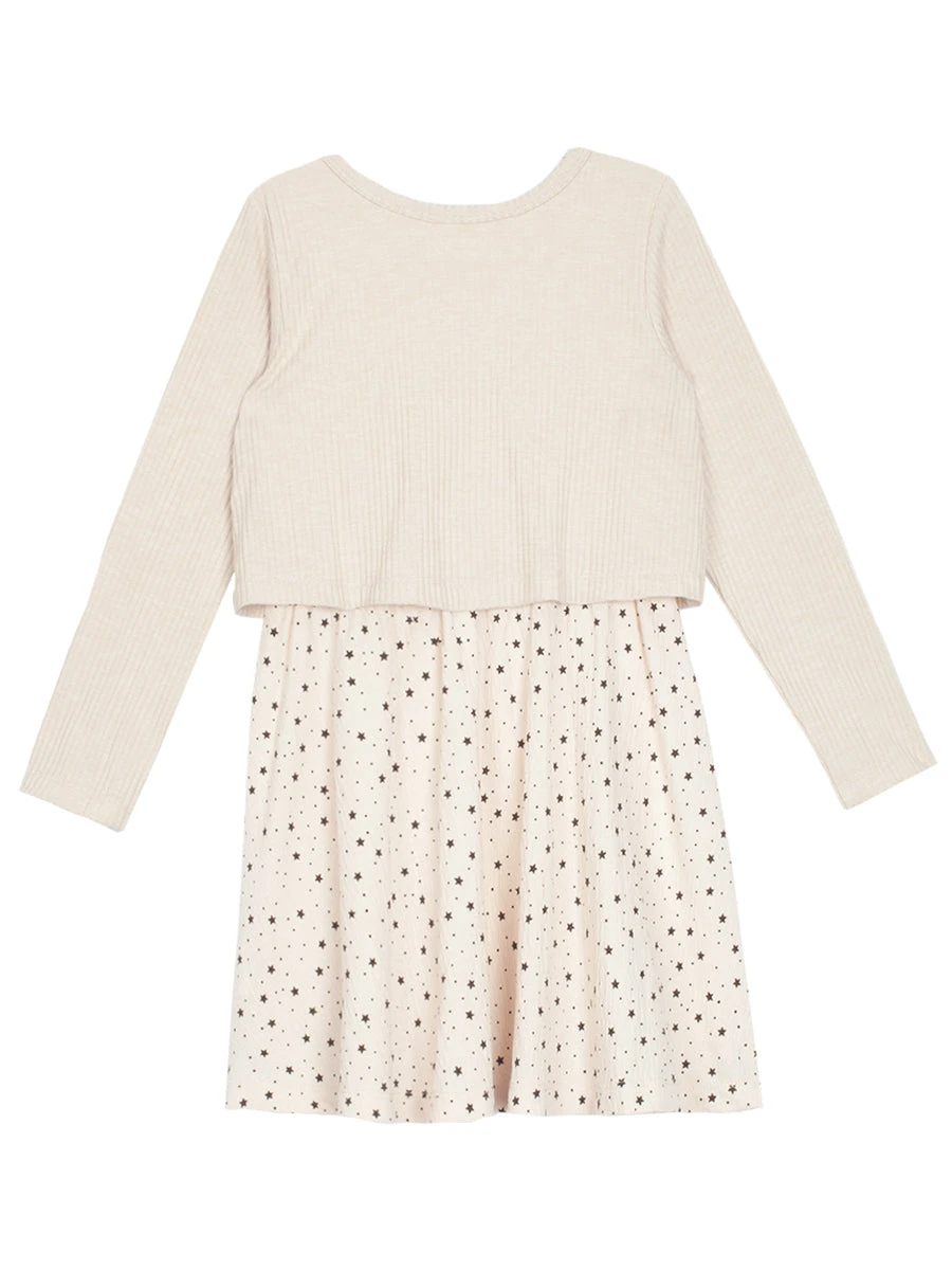 Starry Night Rib & Textured Cream Knit Dress - Image 4