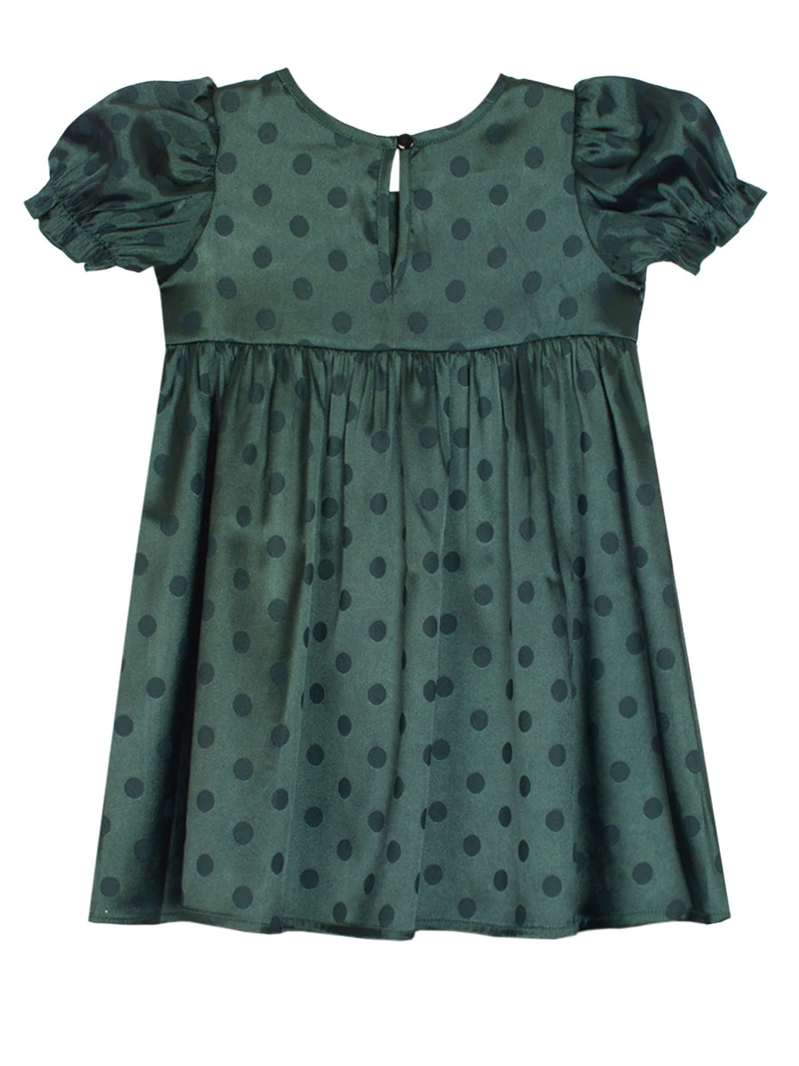 Holiday Green Sage Short Sleeve Charmeuse Dress - Image 3