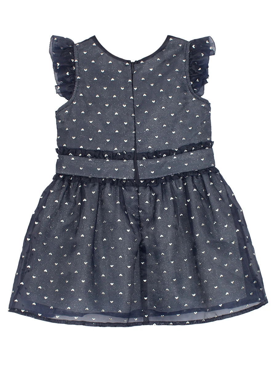 Majesty Blue Flutter Sleeve Organza & Sparkling Knit Dress - Image 3