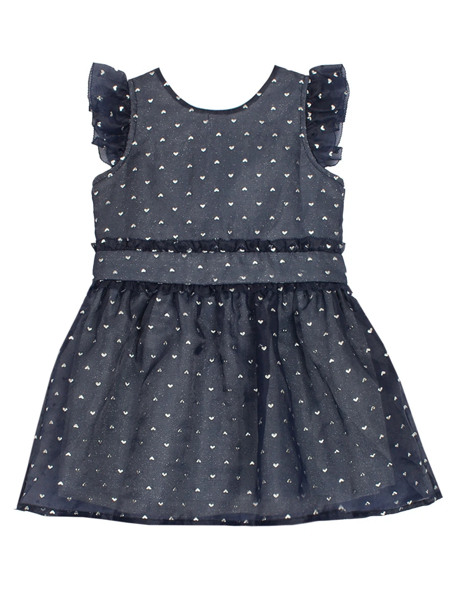 Majesty Blue Flutter Sleeve Organza & Sparkling Knit Dress - Image 2