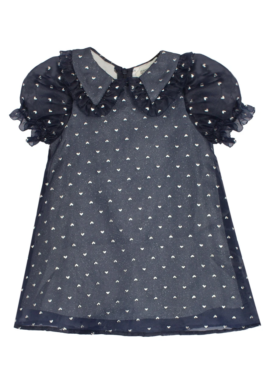Majesty Blue Organza & Sparkling Knit Dress For Toddlers - Image 2