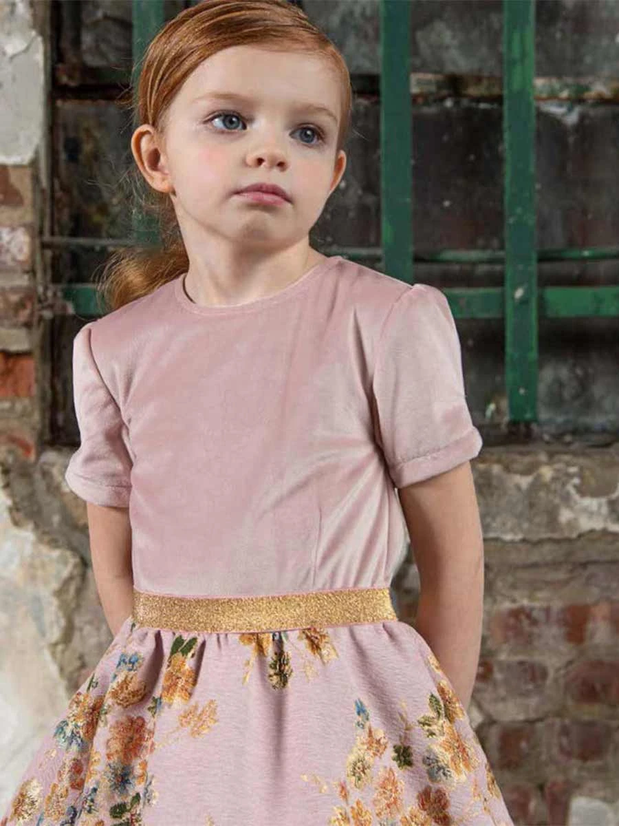 Velvet Jacquard Pleated Dress - Potpouri - Image 3