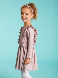 Ruffle Front Sparkle Dress For Girls