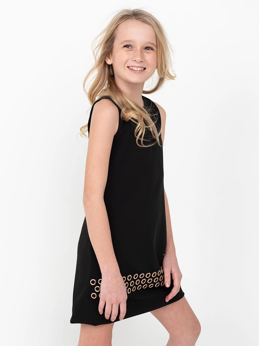 Tatum Grommet Black Jersey Dress For Girls - Image 4