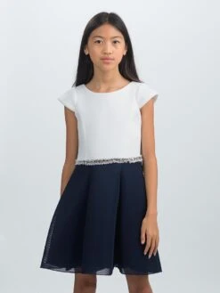Nina Navy & White Dress For Girls