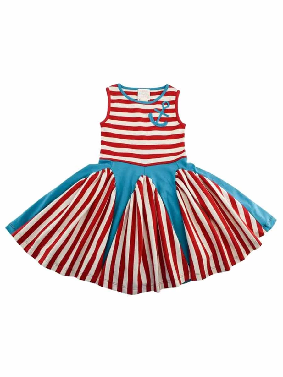 Anchors Away Stripe Dress For Girls - Image 2
