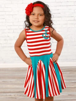 Anchors Away Stripe Dress For Girls