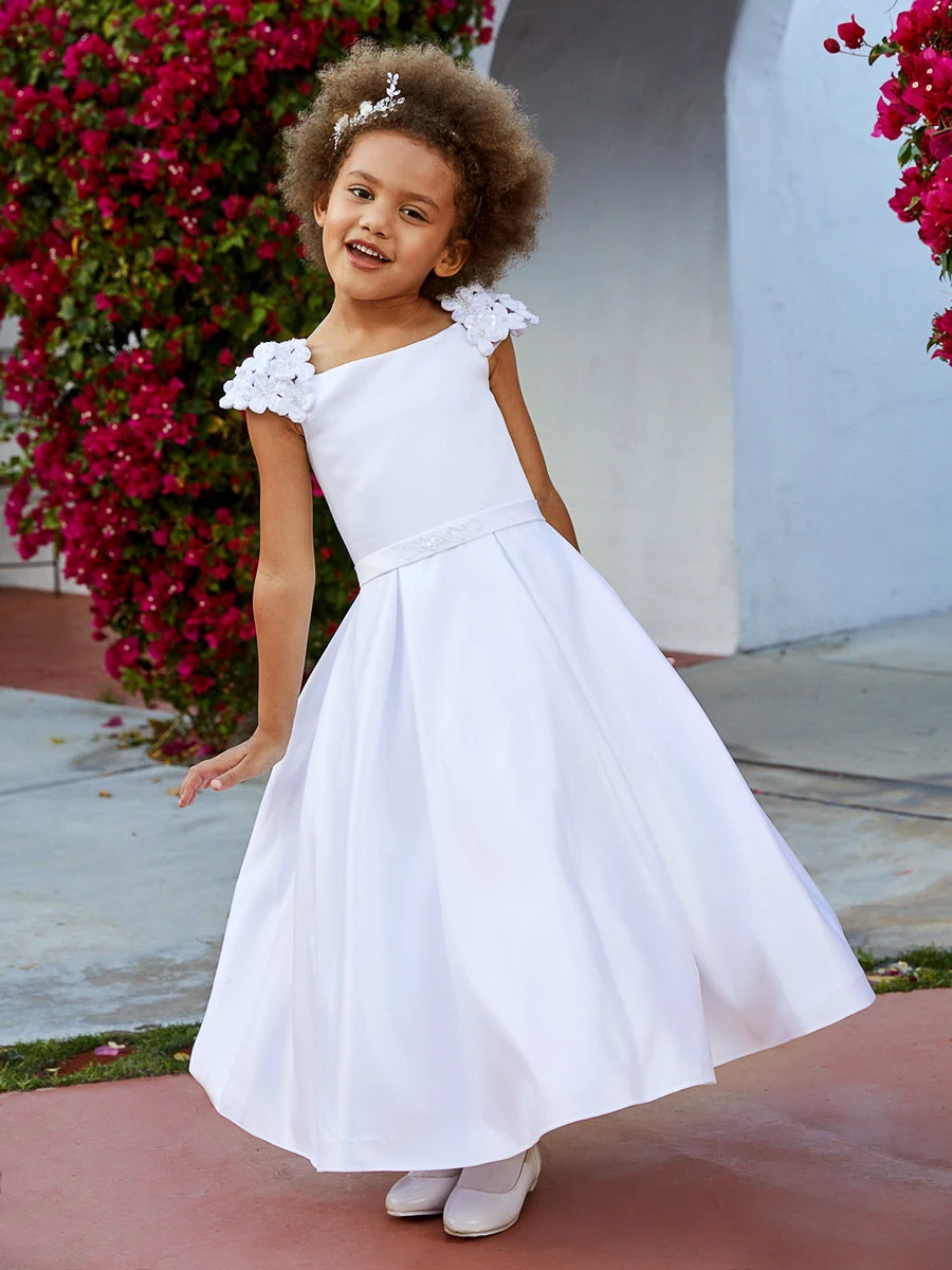 Satin Petal Sleeve Communion / Flower Girl Dress - Image 3
