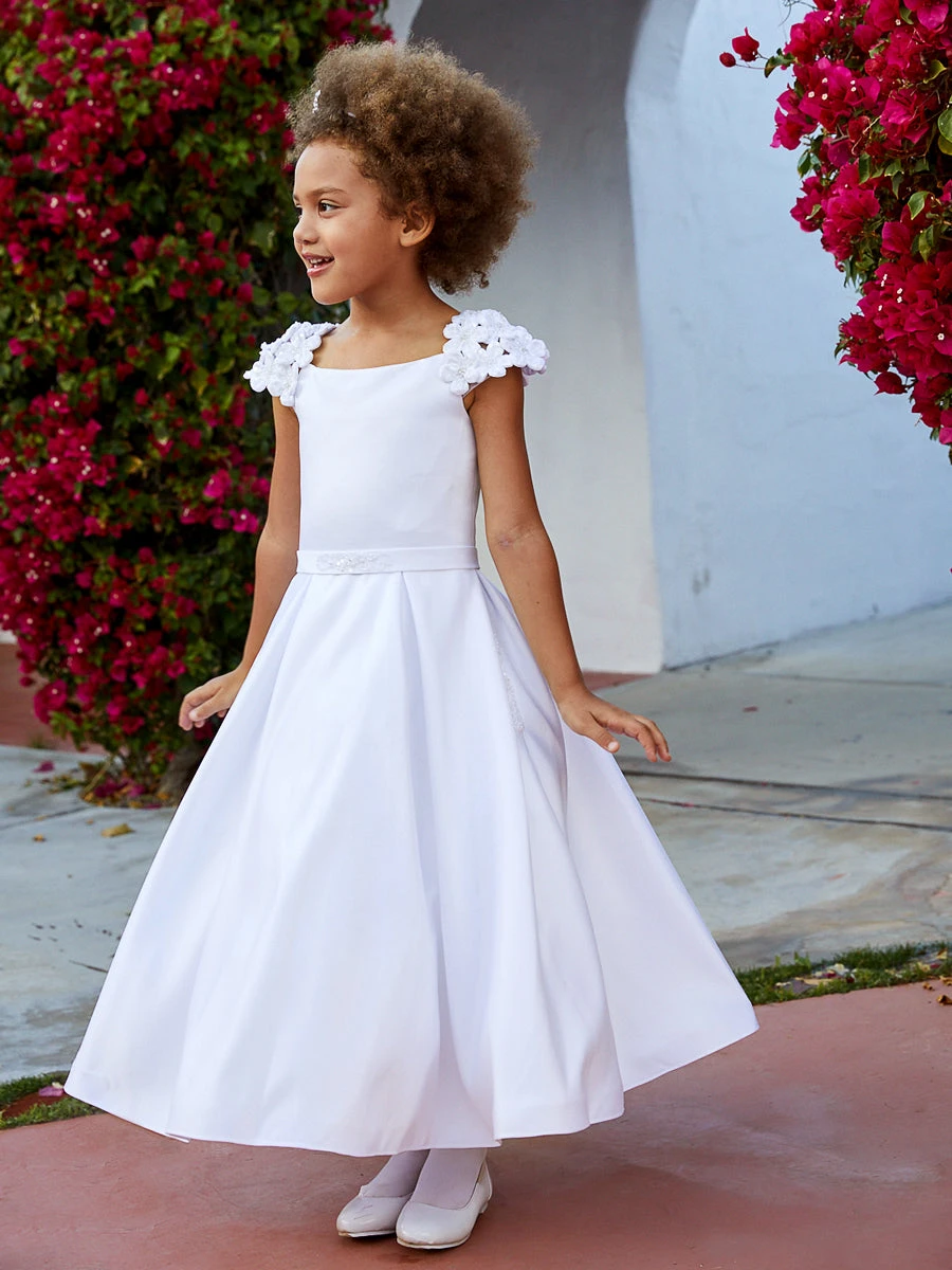 Satin Petal Sleeve Communion / Flower Girl Dress - Image 4