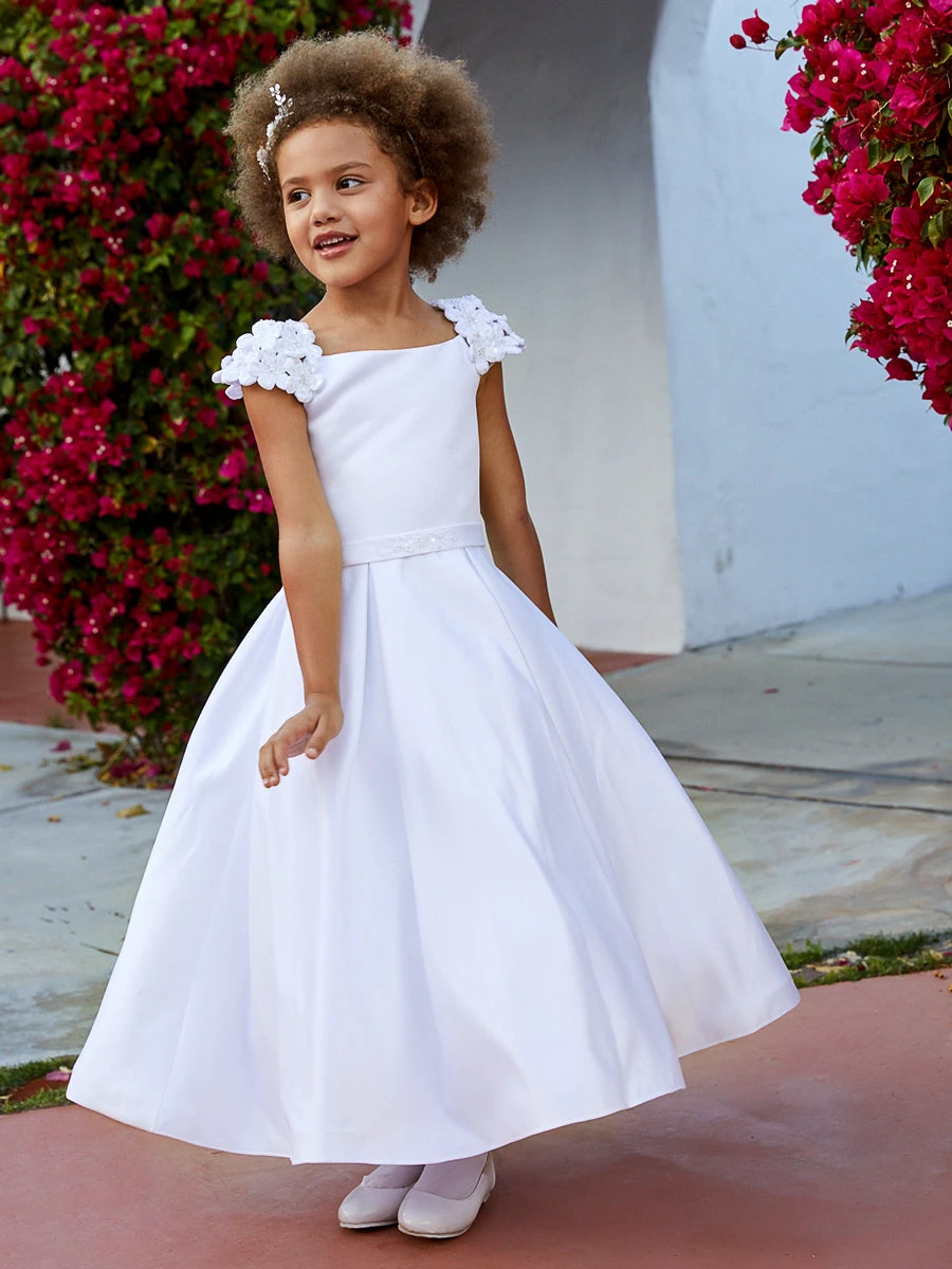 Satin Petal Sleeve Communion / Flower Girl Dress - Image 5