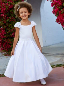 Satin Petal Sleeve Communion / Flower Girl Dress