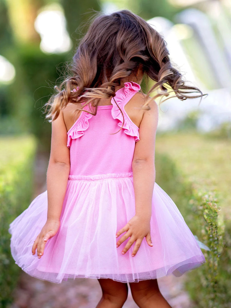Pink Tulle Tutu Dress With Sequin Stars For Girls - Image 2